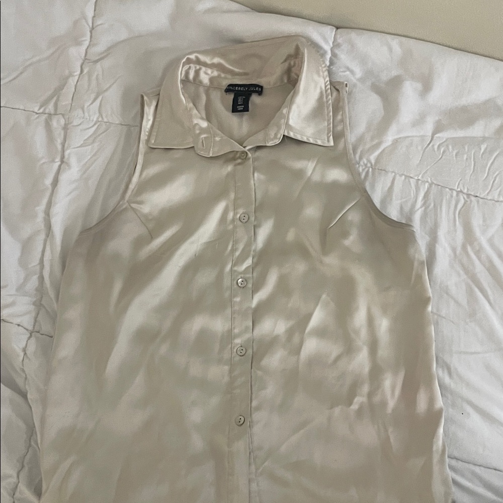 Sincerely Jules Satin Blouse in Cream